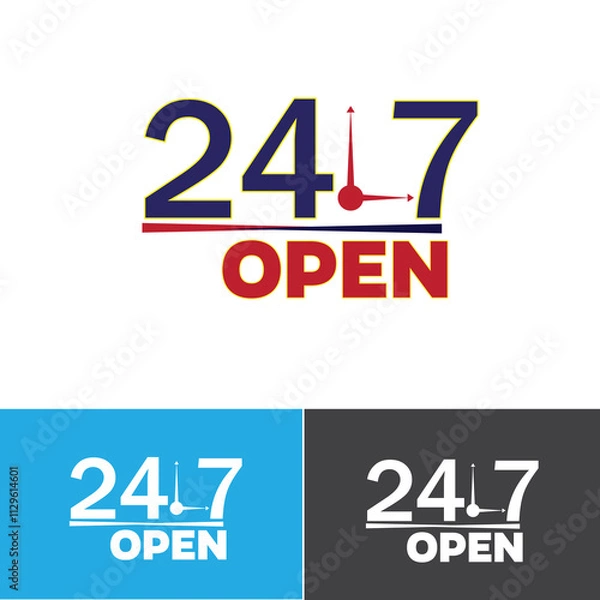 Obraz 24/7 Service vector Templates with Customizable Clock Designs