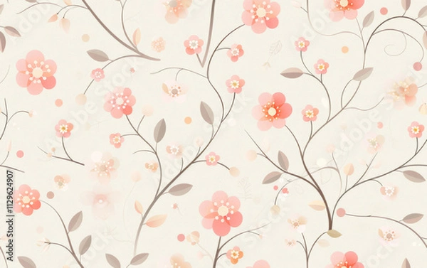 Fototapeta Retro style floral texture art background