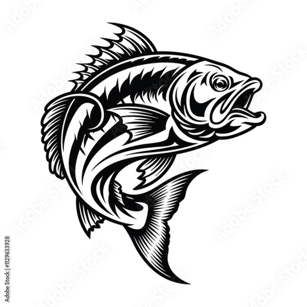 Fototapeta Modern tropical ocean simple fish vector with underwater