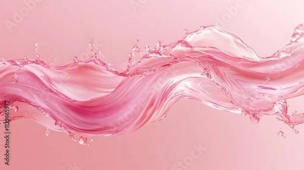 Obraz Abstract pink liquid backdrop with splashing bubbles