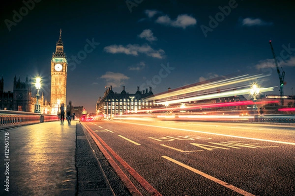 Obraz Big Ben at night, London, Vibrant effect applied.