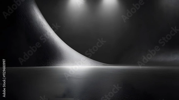 Fototapeta Dark Abstract Background With Spotlights And Curves