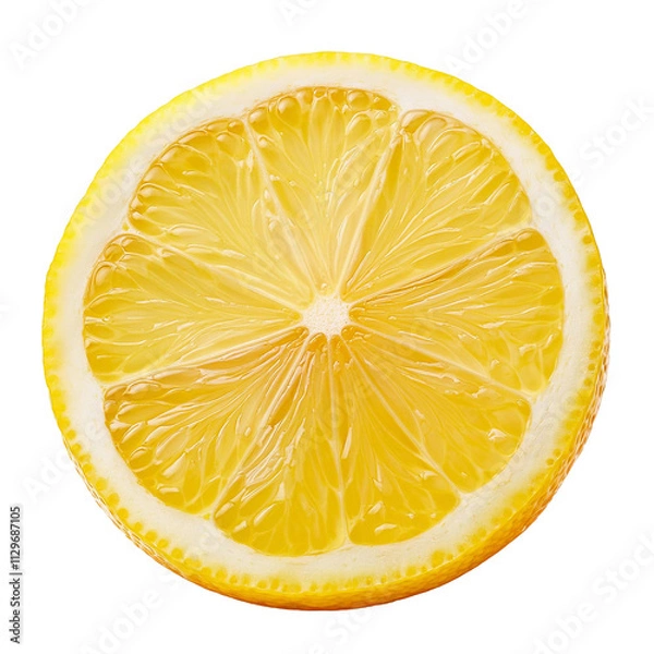 Fototapeta Juicy lemon slice showing refreshing pulp and rind on transparent background