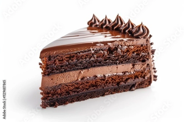 Obraz Chocolate cake with white background