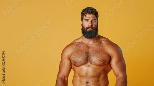 Obraz Confident Man Posing Against Yellow Background