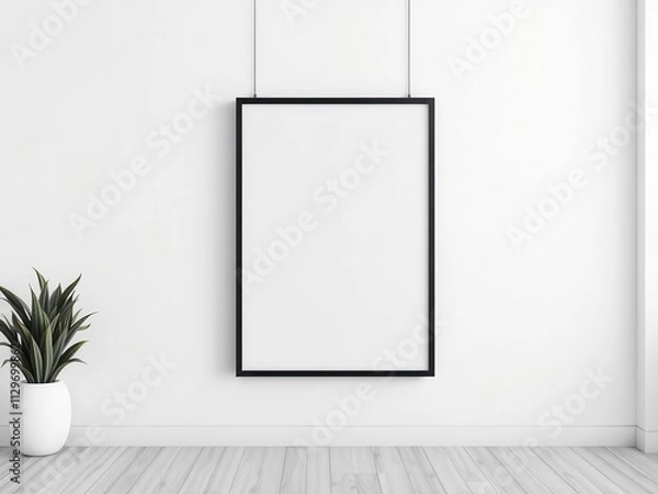 Obraz A minimalist hanging poster mockup in a modern room setting, home, decor