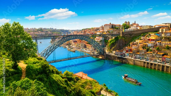 Obraz Panoramic view of the city of Porto on a beautiful summer day. Porto, Portugal