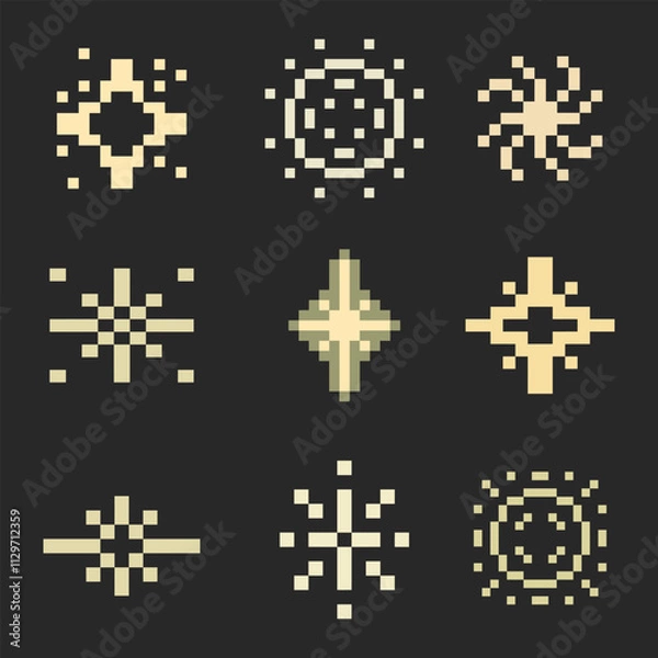 Fototapeta sparkle star bundle pixel art