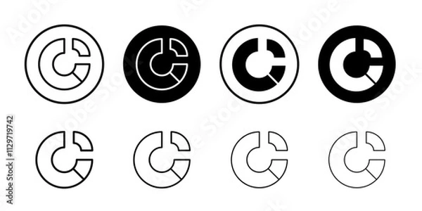 Obraz Donut chart icon Thin line vector illustration set