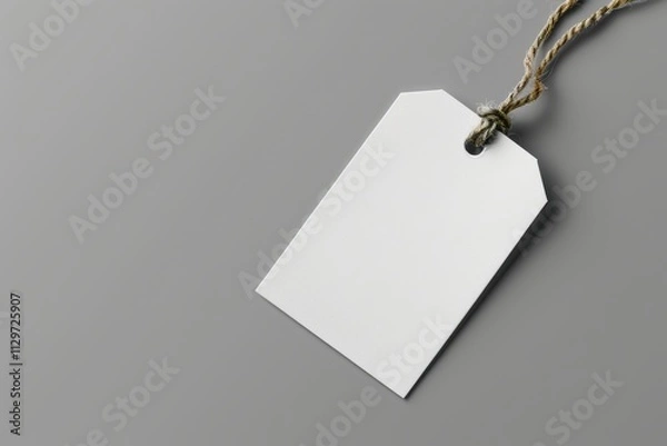 Fototapeta Empty tag ID on gray backdrop