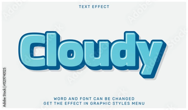 Fototapeta 3d cloudy text effect template