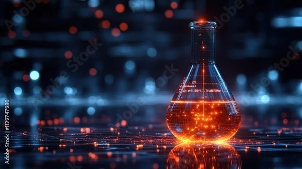 Fototapeta Glowing Beaker in a Futuristic Setting