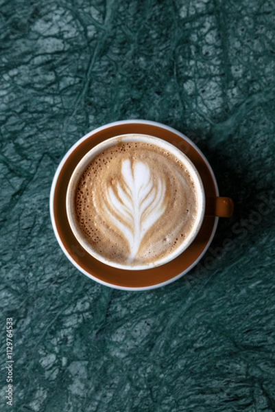 Obraz High-angle view of a cappuccino cup. 