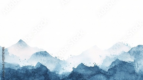 Obraz Calming Watercolor Ocean Waves in Soft Blue Tones