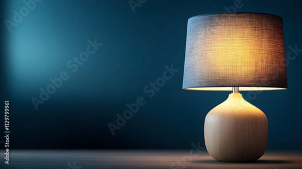 Fototapeta A stylish modern lamp casts a warm glow in a dimly lit room, enhancing the cozy atmosphere.