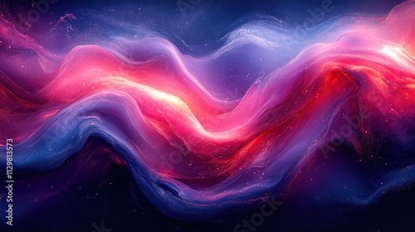 Fototapeta Fluid Abstract Shapes with Vivid Blue and Red Fluid Forms in Minimalist Design