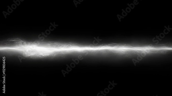 Fototapeta Panoramic view of an abstract fog with white cloudiness moving on a black background with copyspace for text