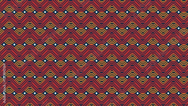 Obraz Wave Abstract Pattern with Geometric Line, Yellow and Red Color