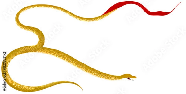 Fototapeta Elegant Snake Illustration in Gold and Red Colors for 2025 year