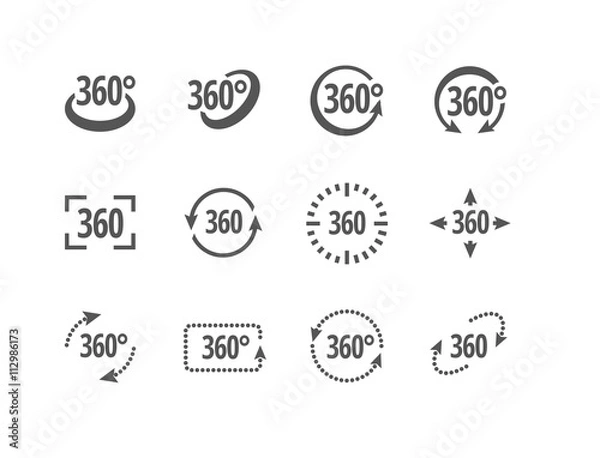 Fototapeta 360 degrees view sign vector icons of different shapes. Fully scalable.
