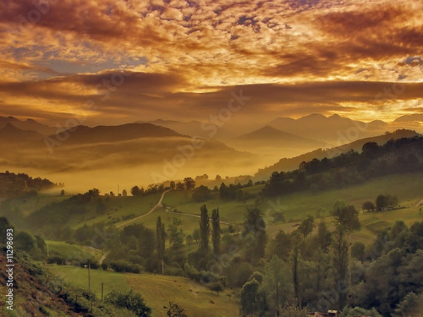 Obraz Wschód słońca w Asturii