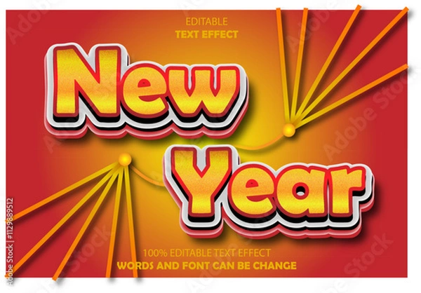 Fototapeta new year  editable text effect 3d emboss modern style