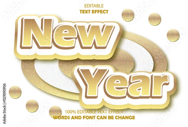 Fototapeta new year  editable text effect 3d emboss modern style