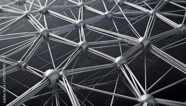 Fototapeta Futuristic Silver Abstract Wireframe Technology Background