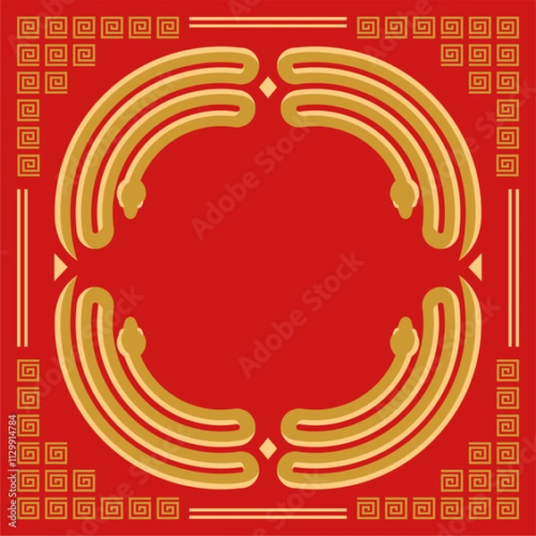Fototapeta chinese new year background template with snake zodiac sign illustration
