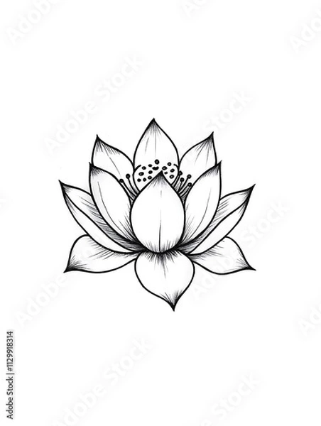 Obraz A clean white-style image of A detailed lotus pattern for coloring. 