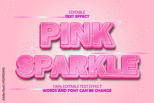 Fototapeta pink sparkle editable text effect 3d emboss modern style