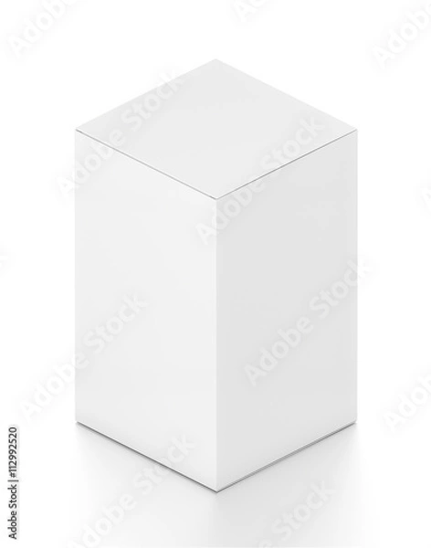 Fototapeta White tall vertical rectangle blank box from isometric angle.