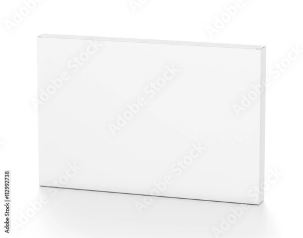Fototapeta White wide thin horizontal rectangle box from top side angle.