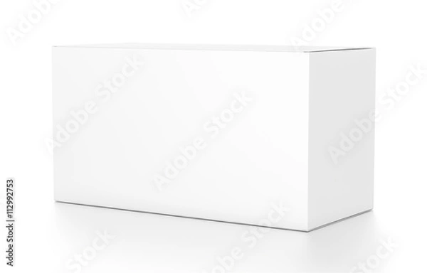 Fototapeta White wide horizontal rectangle blank box from side angle.