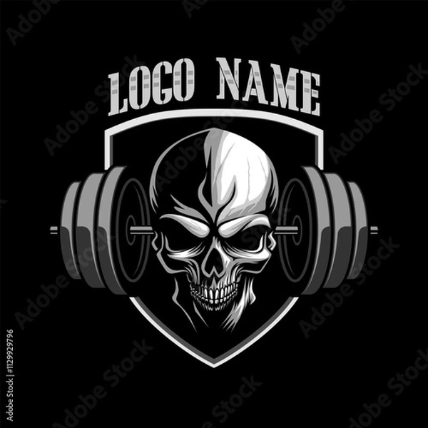 Fototapeta crossfit gym logo. skulls and barbells are perfect for fitness or gym workouts