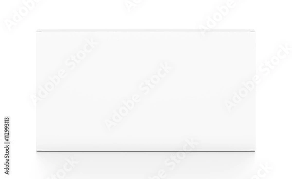 Fototapeta White wide thin horizontal rectangle box from top front angle.