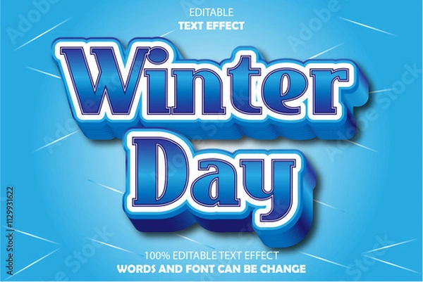 Fototapeta winter day editable text effect 3d emboss modern style