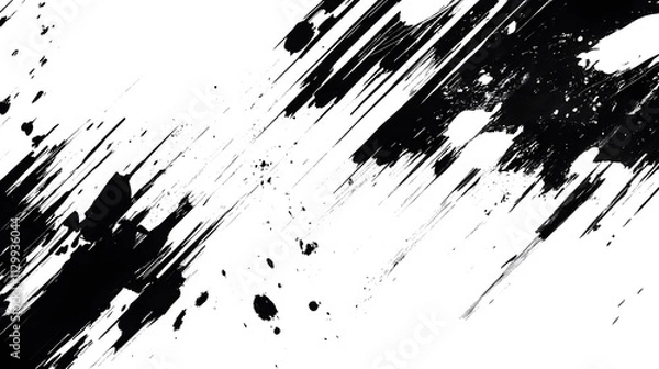 Obraz Abstract Black Ink Strokes on White Background