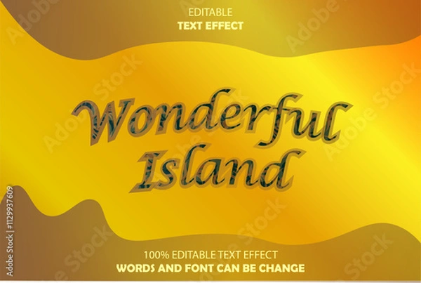 Fototapeta wonderful island editable text effect 3d emboss