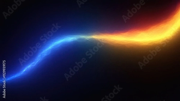Fototapeta Glowing Blue Yellow Abstract Neon Light Composition Background with Textured Noise Effect