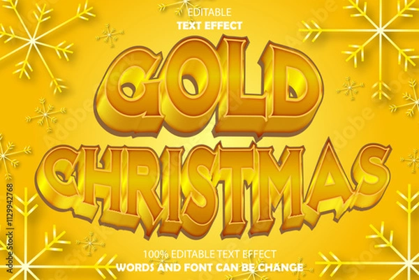 Fototapeta gold christmas editable text effect 3d emboss luxury style