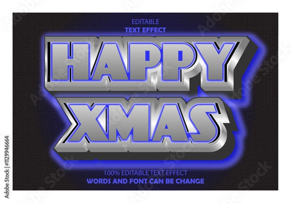 Fototapeta happy xmas editable text effect 3d