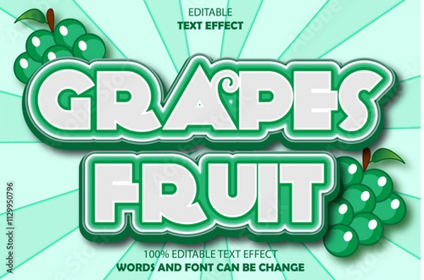 Fototapeta grapes fruit editable text effect 3d