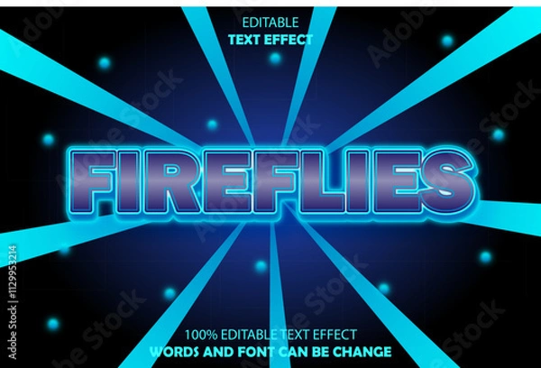 Fototapeta fireflies editable text effect 3d