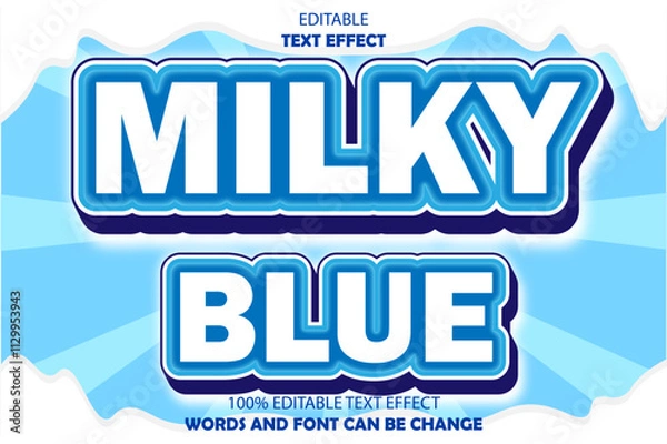Fototapeta milky blue editable text effect 3d