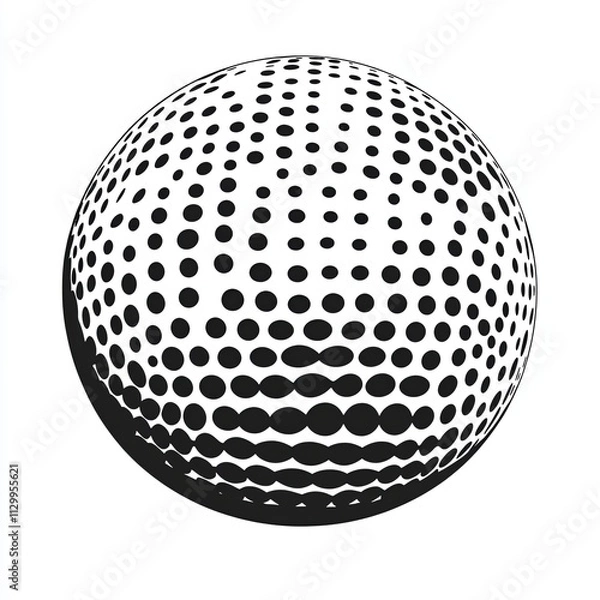 Fototapeta This artwork features a minimalist silhouette of a golf ball, presented in a monochrome style. The design emphasizes abstract stroke lines creating visual interest