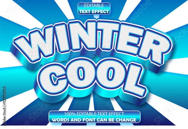 Fototapeta winter cool editable text effect 3d