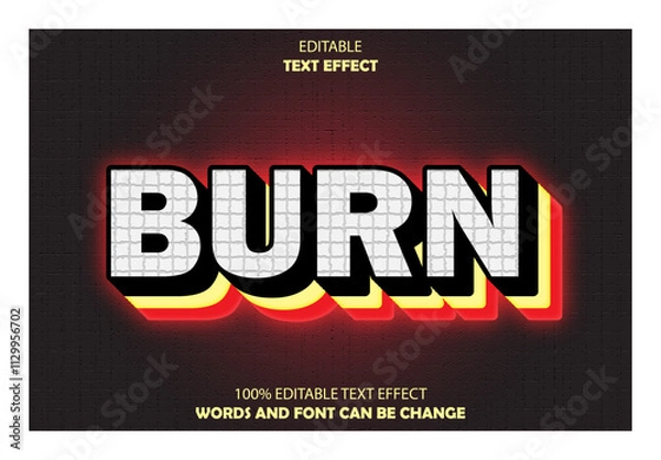 Fototapeta burn editable text effect 3d