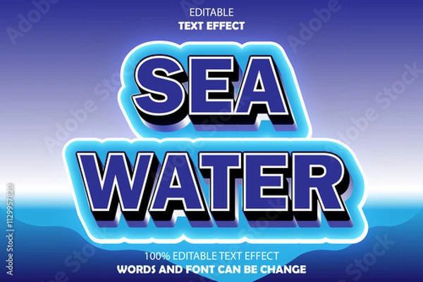 Obraz sea water editable text effect 3d