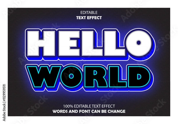 Fototapeta hello world editable text effect 3d